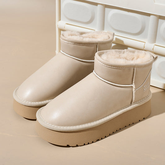 Ji Han's new snow boots women's thickened cotton shoes PU glossy all-match cotton boots UUG-257