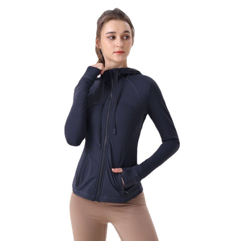 Yoga Wear Women's Sports Jacket Coat Brushed Hooded Fitness Hoodie OHS-39