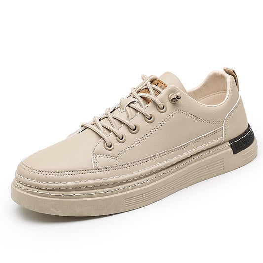 2023 trendy white shoes, elastic men's shoes, leather low-cut sneakers, flat casual shoes GZS-253