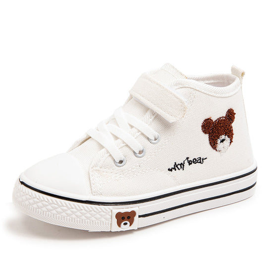 Children's canvas shoes 2024 spring new children's shoes high top soft bottom shoes BNM-133