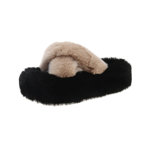 Women's slippers for autumn and winter wear 2024 new wool velvet cotton slippers XMD-172